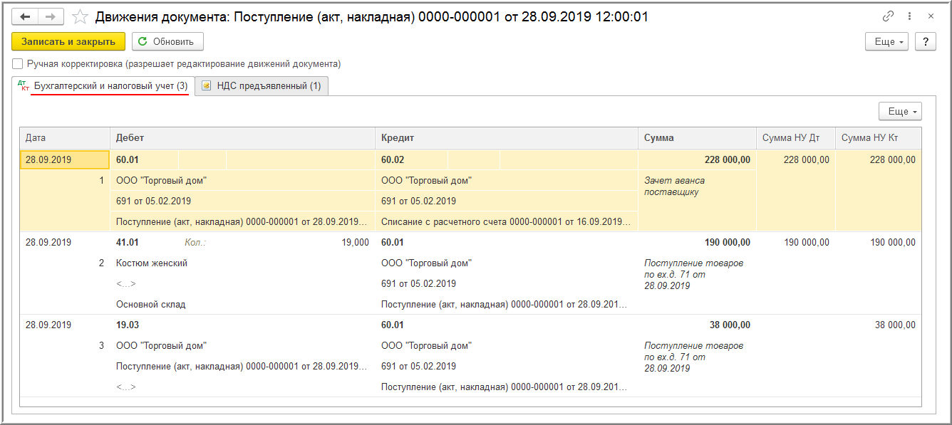 Отражение недопоставки товаров у покупателя [1С:БП 3.0] :: Учет по налогу  на добавленную стоимость