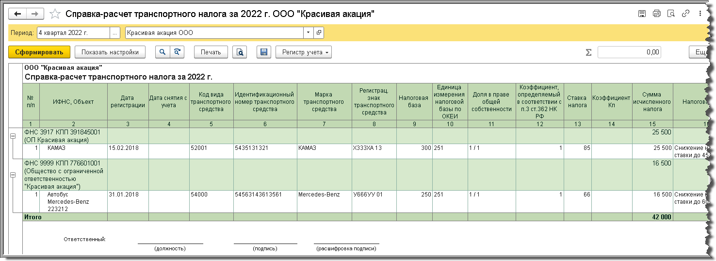 Расчет и начисление транспортного налога за 2022 год [1С:БП 3.0] ::  Транспортный налог в 1С