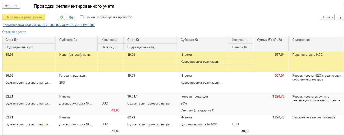 Разница 1с. Проводки регламентированного учета. Проводкадебит 68.02 кредит 19. Проводки по соглашению сторон по услугам на аванс. Чек коррекции проводки в бухгалтерии.