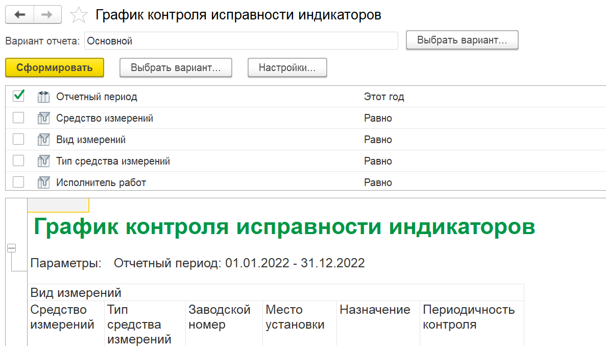 График контроля исправности индикаторов :: 1С:Предприятие 8. Конфигурация  «ERP Энергетика 2». Редакция 2.5. Дополнение к руководству по ведению учета  в конфигурации «ERP Управление предприятием»