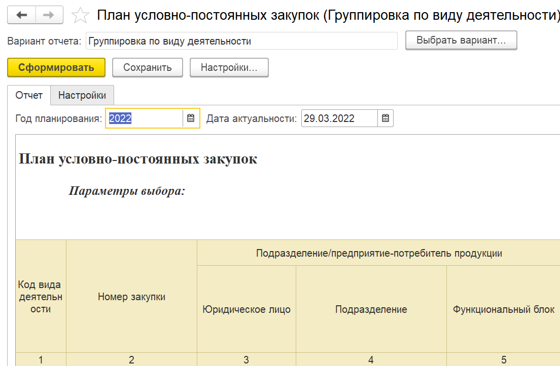 План условно-постоянных закупок :: 1С:Предприятие 8. Конфигурация «ERP  Энергетика 2». Редакция 2.5. Дополнение к руководству по ведению учета в  конфигурации «ERP Управление предприятием»