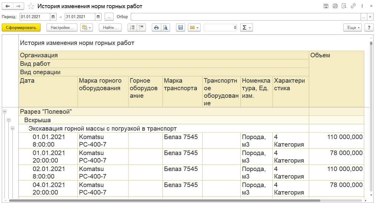 2.3.6. Нормирование горных работ :: 1С:Предприятие 8. Конфигурация «ERP  Горнодобывающая промышленность 2». Редакция 2.5. Руководство пользователя