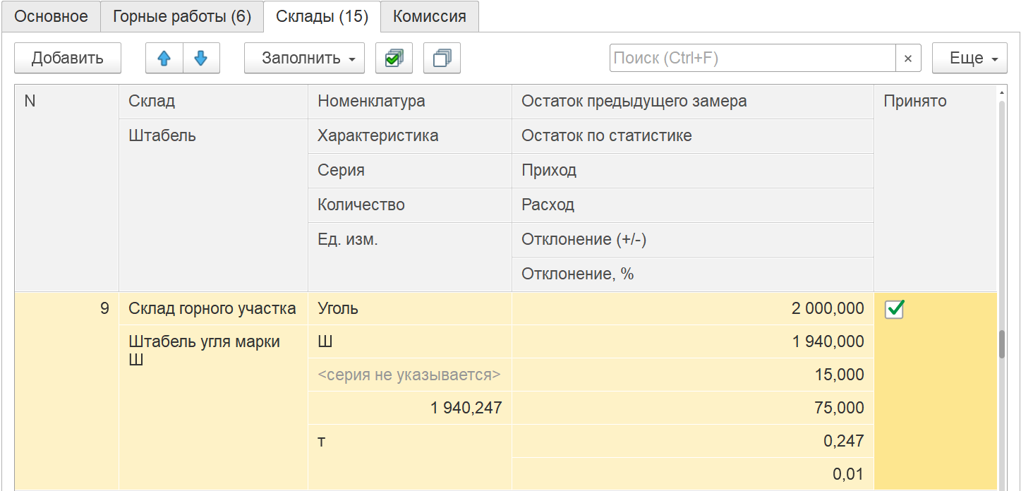 2.7. Корректировка данных оперативного учета горных работ :: 1С:Предприятие  8. Конфигурация «ERP Горнодобывающая промышленность 2». Редакция 2.5.  Руководство пользователя