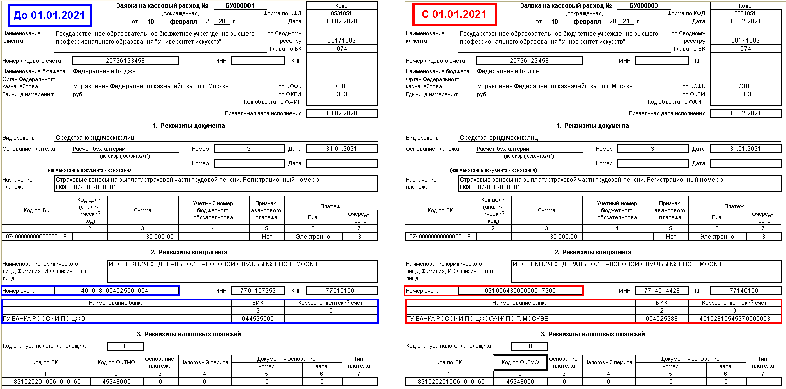 Оформление платежных документов с 01.01.2021 в связи с переходом на новую  систему казначейского обслуживания :: Бухгалтерия государственного  учреждения :: Методическая поддержка 1С:Предприятия для государственных  учреждений. 1С:Предприятие 8