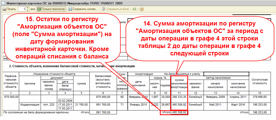 Назначение кресла офисного в инвентарной карточке