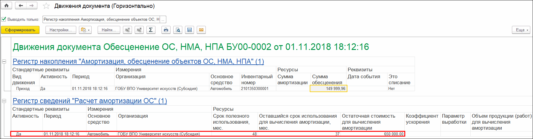 Выявление и отражение в учете Обесценения активов :: Бухгалтерия  государственного учреждения. Редакция 2 :: Методическая поддержка  1С:Предприятия для государственных учреждений. 1С:Предприятие 8