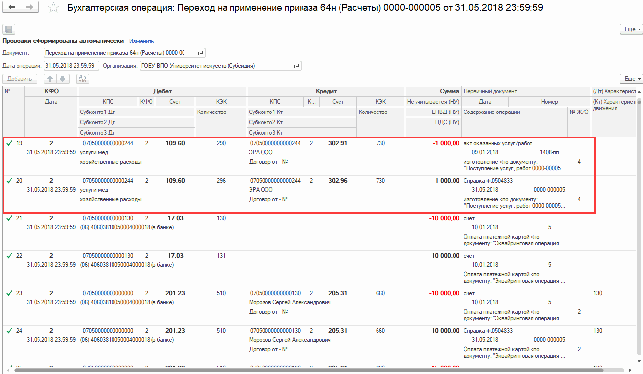 Инструкция по переходу на новые положения, утвержденные приказом Минфина  России от 31.03.2018 № 64н :: Бухгалтерия государственного учреждения.  Редакция 2 :: Методическая поддержка 1С:Предприятия для государственных  учреждений. 1С:Предприятие 8