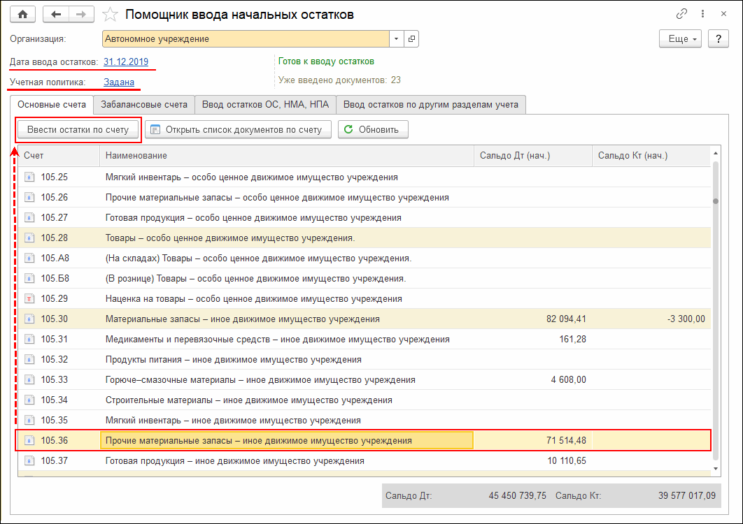 Ввод остатков при усн проводки