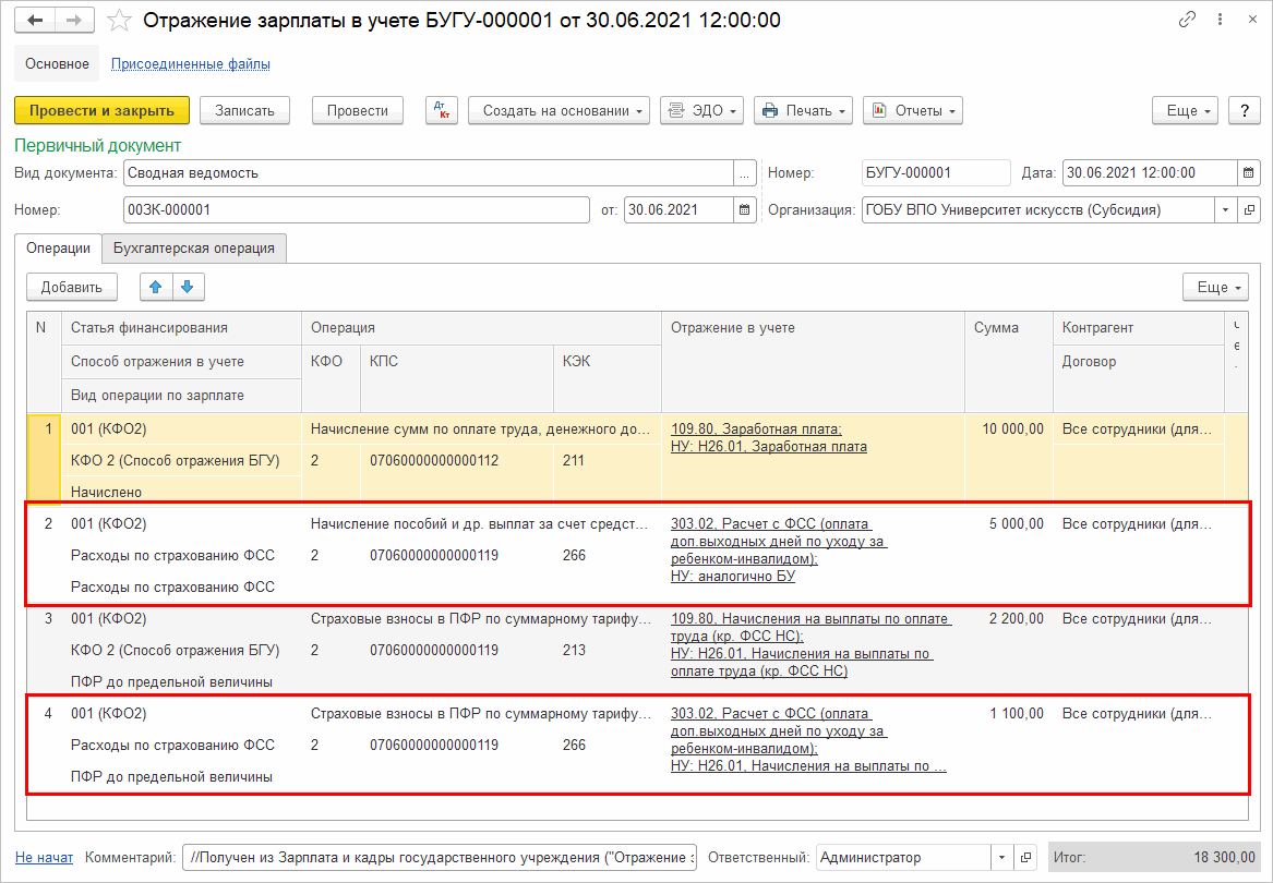 Отражение в учете оплаты дополнительных выходных дней для ухода за  детьми-инвалидами :: Методическая поддержка 1С:Предприятия для  государственных учреждений. 1С:Предприятие 8