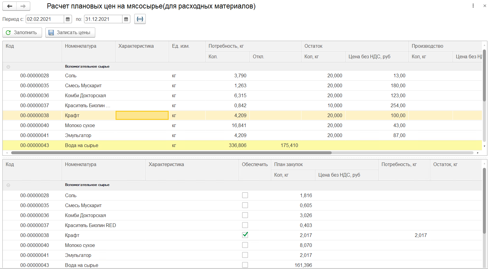 4.2.4. Расходные материалы :: 1С:Предприятие 8. Конфигурация «ERP  Управление мясоперерабатывающим предприятием». Редакция 2.5. Руководство  пользователя