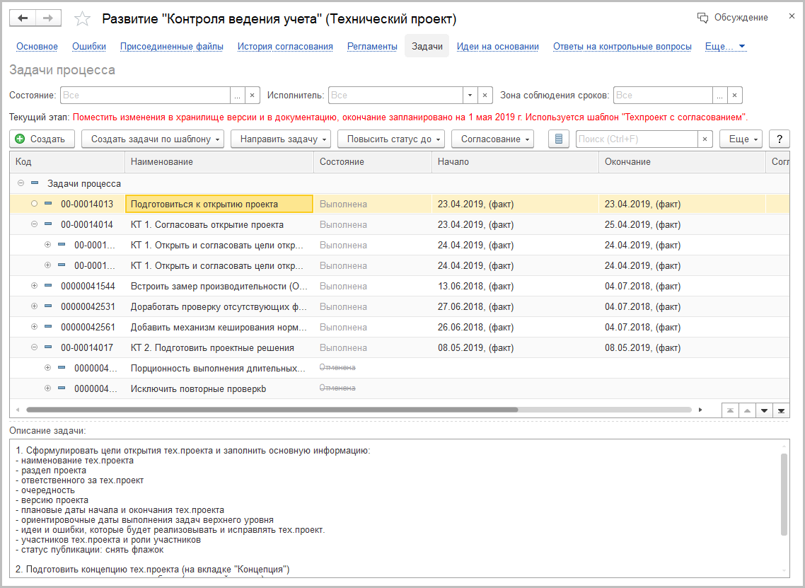 14.7. Формы списков задач :: 1С:Предприятие 8. Конфигурация «Система  проектирования прикладных решений». Редакция 2.0. Руководство пользователя