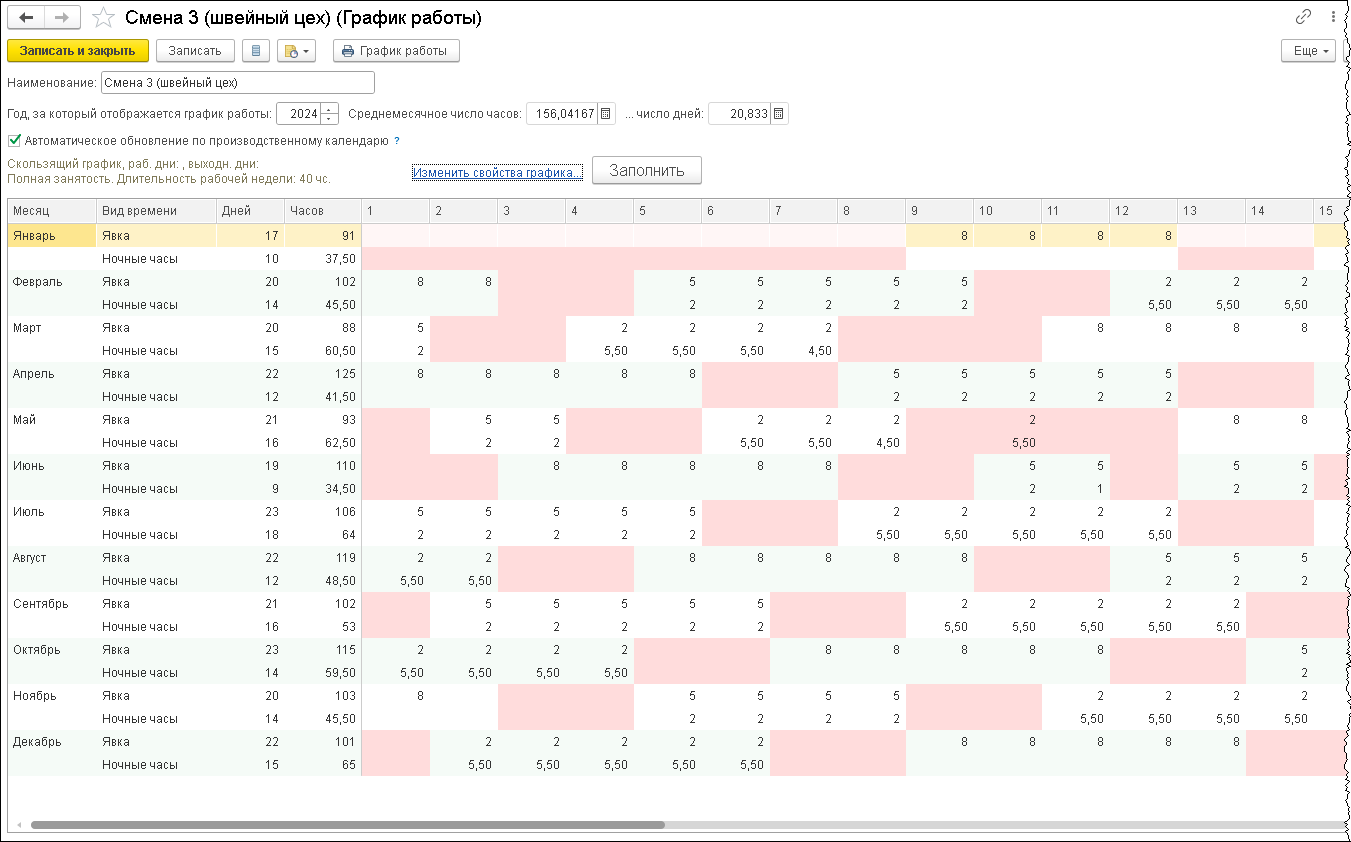 Графики сменной работы [1С:ЗУП 3] :: Кадровый учет и расчеты с персоналом в  программах «1С»