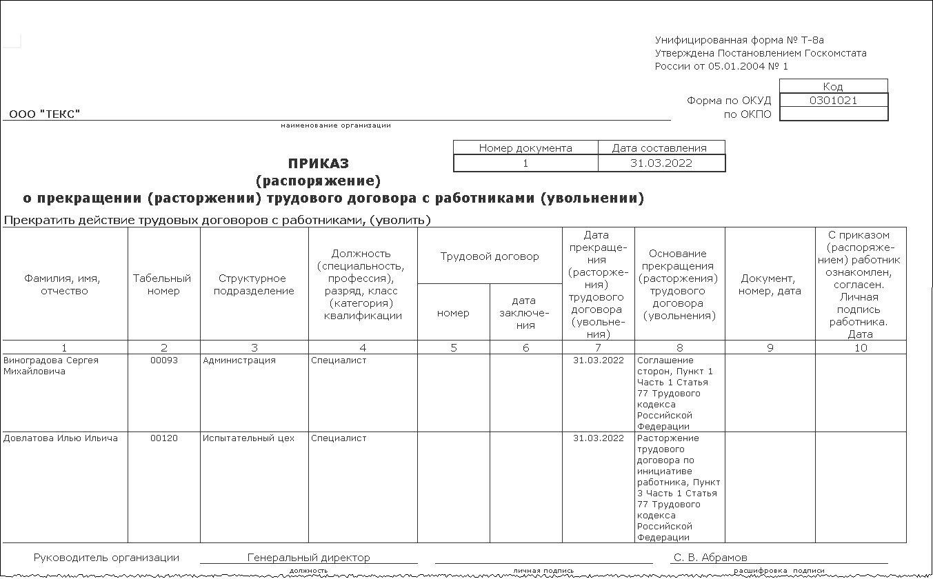 Увольнение сотрудника [1С:ЗУП 3] :: Кадровый учет и расчеты с персоналом в  программах «1С»