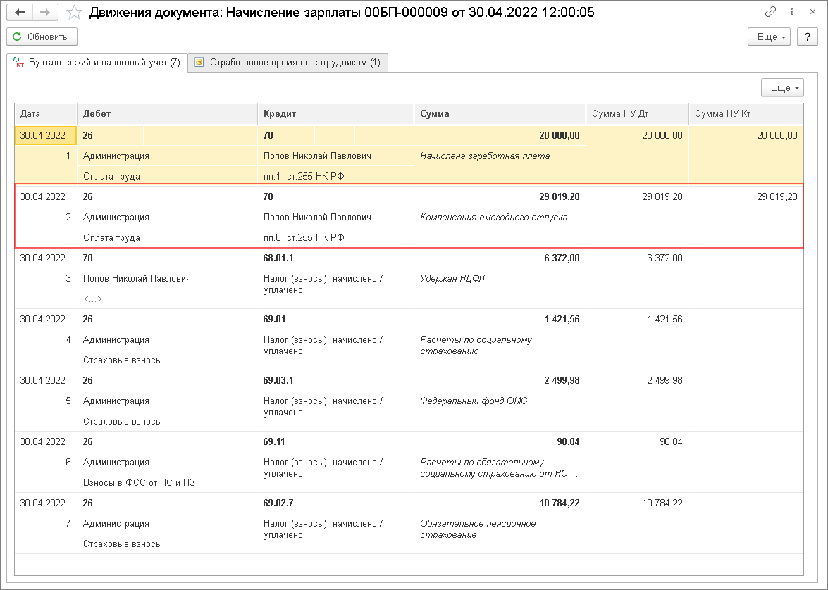 Компенсация за неиспользованный отпуск при увольнении [1С:БП 3.0] ::  Кадровый учет и расчеты с персоналом в программах «1С»