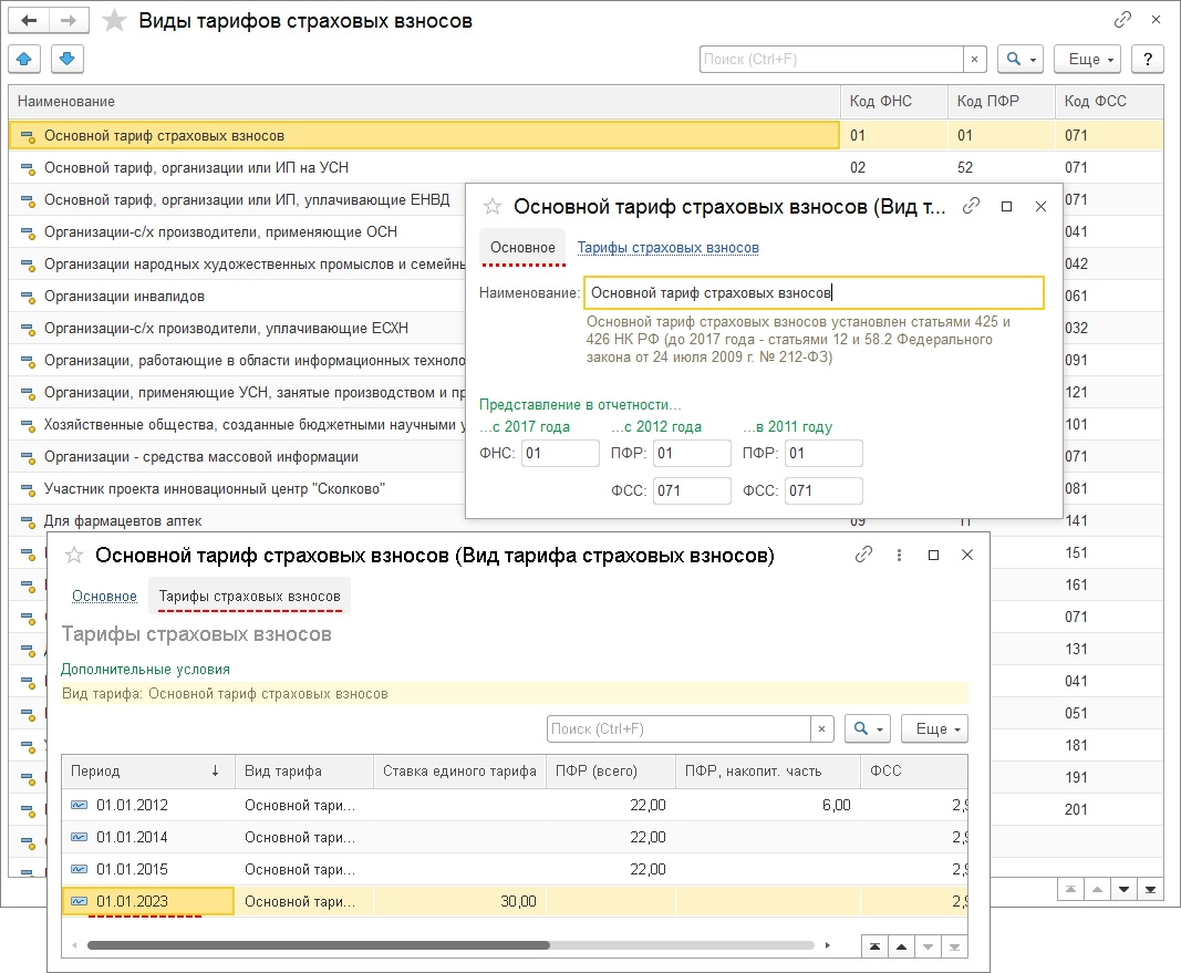 Тарифы страховых взносов [1С:ЗУП 3] :: Кадровый учет и расчеты с персоналом  в программах «1С»