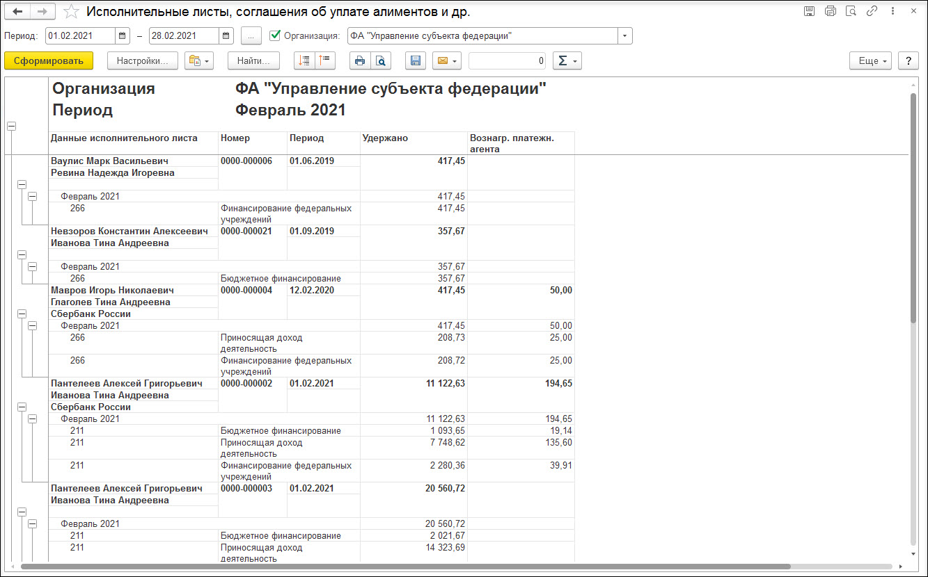 Удержание алиментов с государственных служащих [1С:ЗКГУ 3] :: Кадровый учет  и расчеты с персоналом в программах «1С» госсектора