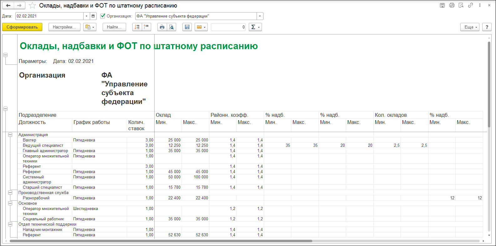 Настройка фонда оплаты труда [1С:ЗКГУ 3] :: Кадровый учет и расчеты с  персоналом в программах «1С» госсектора