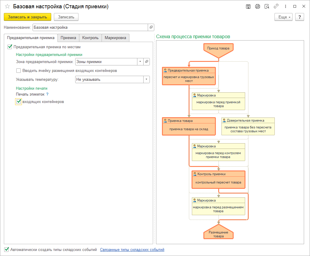 3.1.2. Определение стадии процессов складской обработки :: 1С:Предприятие  8. WMS Логистика. Управление складом. Редакция 5.1. Описание конфигурации